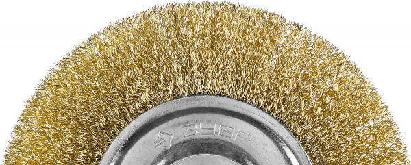 ЗУБР 150 мм, витая латунированная, стальная проволока 0.3. щетка дисковая для УШМ, Профессионал (35187-150)