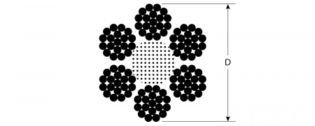 ЗУБР DIN 3060, свивка 6 х 19 + IWR, 12 мм, L 50 м, грузоподъемный стальной трос, Профессионал (30415-12)