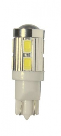 Автолампа T10W (W2,1x9,5d) 10 SMD 5630 WHITE 6000K 600лм  24V MEGAPOWER /10 /100
