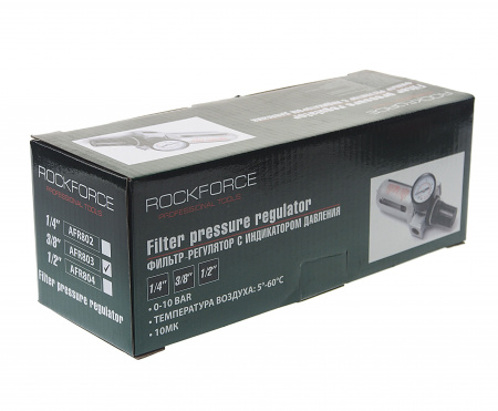 Фильтр влагоотделитель c индикатором давления для пневмосистемы 3/8"(10bar температура воздуха 5-60С.10Мк ) ROCKFORCE /1