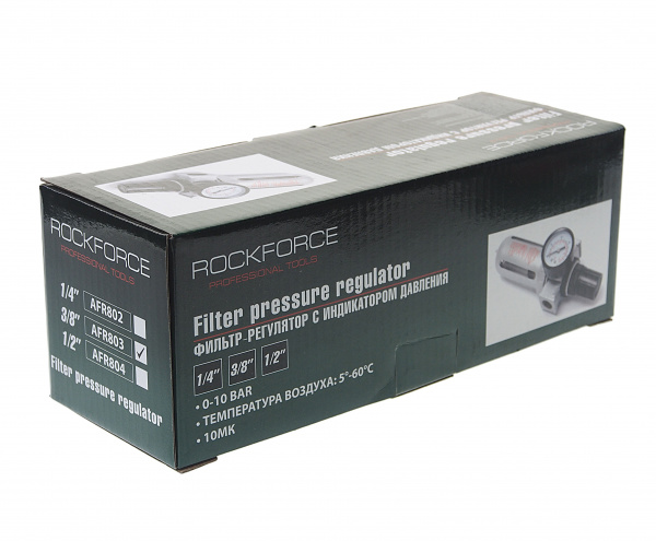 Фильтр влагоотделитель c индикатором давления для пневмосистемы 3/8"(10bar температура воздуха 5-60С.10Мк ) ROCKFORCE /1
