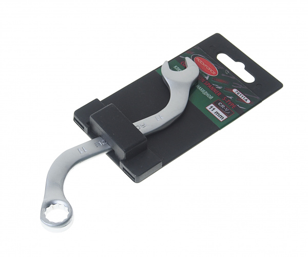 Ключ рожково-накидной 11мм RF-76111A S-образный на пластиковом держателе ROCKFORCE /1/10