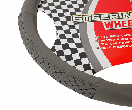 Оплетка руля MIS-LT35B (XL) GREY кожа MISTAR /1/25