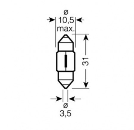 Автолампа C10W (SV8.5/8) 31мм 12V OSRAM /10/50