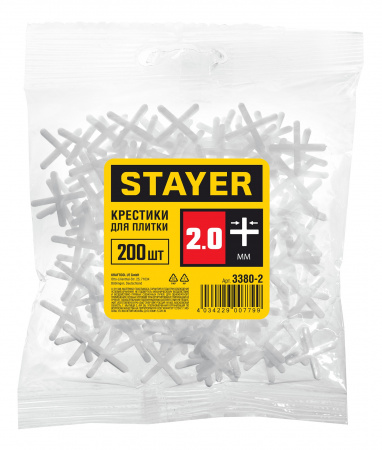 STAYER 2 мм, 200 шт, крестики для плитки (3380-2)