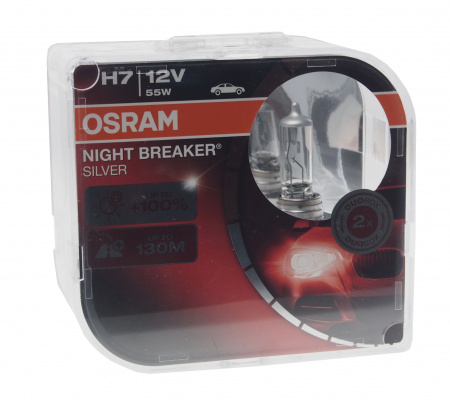 Автолампа H7 (55) PX26d+100% NIGHT BREAKER SILVER (евробокс, 2шт) 12V OSRAM /1/10