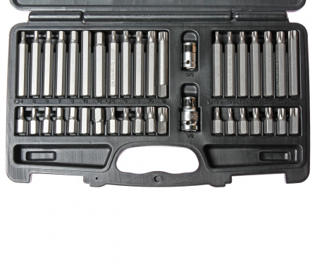 JTC Набор бит 1/2" 3/8" SPLINE, TORX, HEX с держателем 40 предметов в кейсе JTC