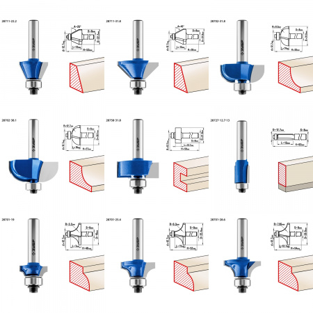 ЗУБР 30 шт, набор профильных фрез по дереву, Профессионал (28796-H30)