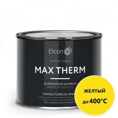 Эмаль термостойкая 400град  желтая 0,4кг Elсon (24)