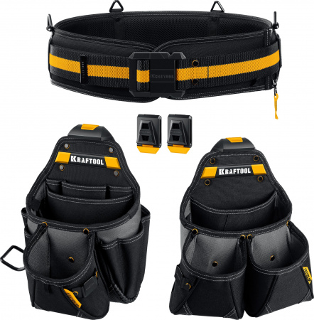 KRAFTOOL KBS-3L пояс монтажника, в комплекте: пояс монтажника и 2 большие сумки (38761)