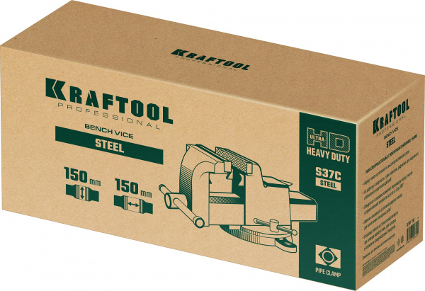 KRAFTOOL STEEL, 150 мм, стальные слесарные тиски (32701-150)