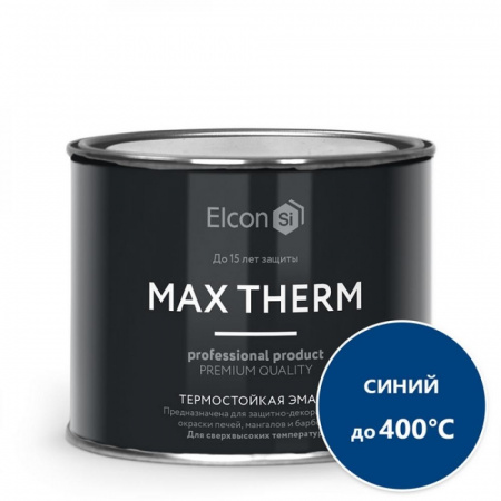 Эмаль термостойкая 400град  синяя 0,4кг Elcon (24)