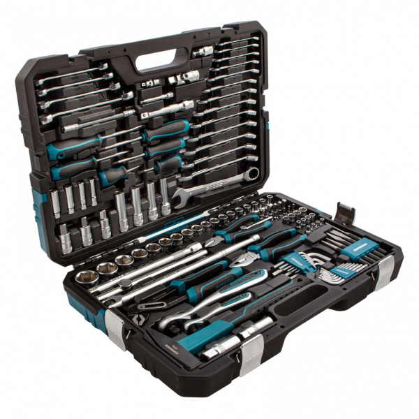 Набор инструментов, 1/4", 1/2", CrV, 120 зубьев, 115 предметов Gross Набор инструментов, 1/4", 1/2", CrV, 120 зубьев, 115 предметов Gross