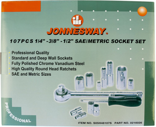 S05H48107S Набор инструмента универсальный 1/4", 3/8" и 1/2"DR, 107 предметов S05H48107S Набор инструмента универсальный 1/4", 3/8" и 1/2"DR, 107 предметов
