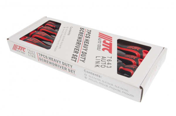 JTC Набор отверток усиленных SL5.5x100 SL6.5x38 SL6.5x150 PH1x75 PH2x38,150 PH3x200 7 предметов JTC JTC Набор отверток усиленных SL5.5x100 SL6.5x38 SL6.5x150 PH1x75 PH2x38,150 PH3x200 7 предметов JTC