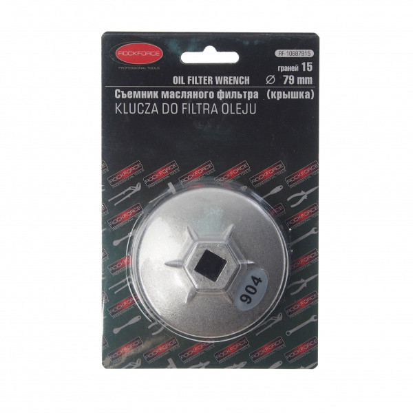 Съемник RF-10687915 масляного фильтра "крышка" Ø 79мм х 15гр, в блистере ROCKFORCE /1
