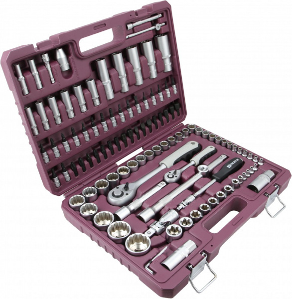 TS108/12 Набор инструмента универсальный 1/4", 1/2"DR с головками торцевыми 12-гранными, 108 предметов TS108/12 Набор инструмента универсальный 1/4", 1/2"DR с головками торцевыми 12-гранными, 108 предметов