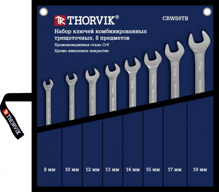 CRWS8TB Набор ключей гаечных комбинированных трещоточных в сумке, 8-19 мм, 8 предметов