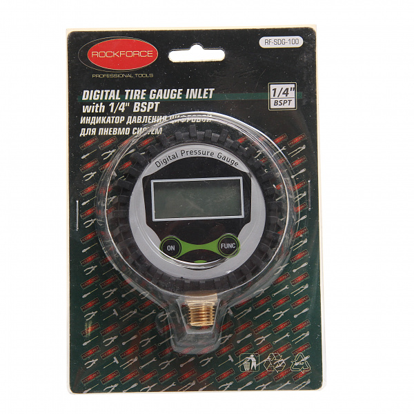 Индикатор давления RF-SDG-100 цифровой для пневмосистем 1/4"(Psi, Kpa, Bar, Kgf/cm2), в блистере ROCKFORCE /1 Индикатор давления RF-SDG-100 цифровой для пневмосистем 1/4"(Psi, Kpa, Bar, Kgf/cm2), в блистере ROCKFORCE /1