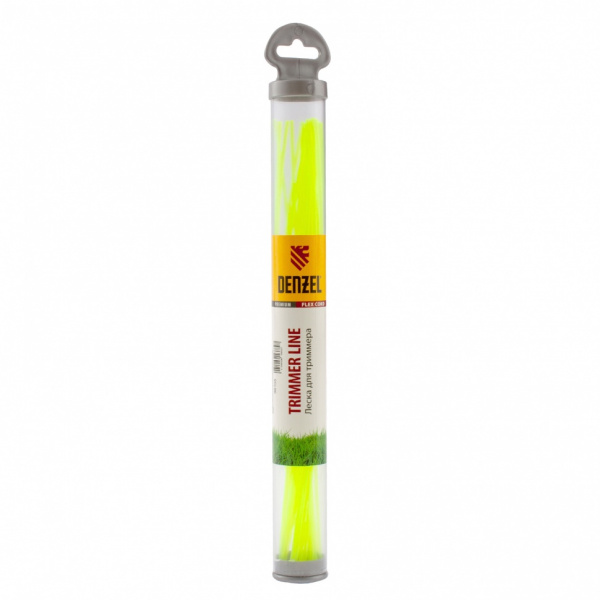 Леска для триммера, круглая нарезанная 2.4 мм х 30 см, 20 шт, тубус Flex cord Denzel