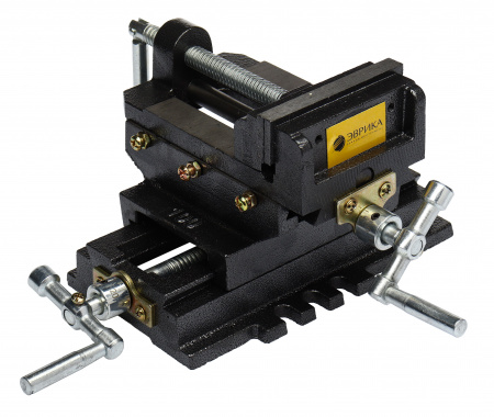 Тиски станочные ER-191100 с винтовыми механизмами для регулировки направления "вперед-назад", "лево-право" 4"-100мм  чугунные ЭВРИКА /1 NEW