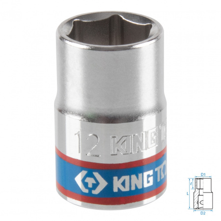 Головка торцевая стандартная шестигранная 3/8", 12 мм KING TONY 333512M