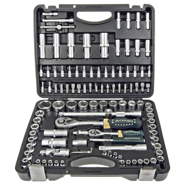 Набор торцевых головок и вставок RF-41082-5: 1/2" & 1/4"DR 6-гранных 108пр. ROCKFORCE /1/3 Набор торцевых головок и вставок RF-41082-5: 1/2" & 1/4"DR 6-гранных 108пр. ROCKFORCE /1/3