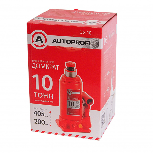 Домкрат гидравлический DG-10 бутылочный 10т (высота подъёма 405мм) AUTOPROFI /1/2