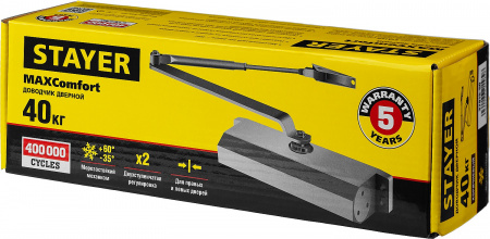 STAYER MAXComfort, до 40 кг, коричневый серебро, дверной доводчик (37917-50)