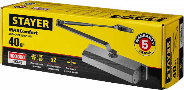 STAYER MAXComfort, до 40 кг, коричневый серебро, дверной доводчик (37917-50)