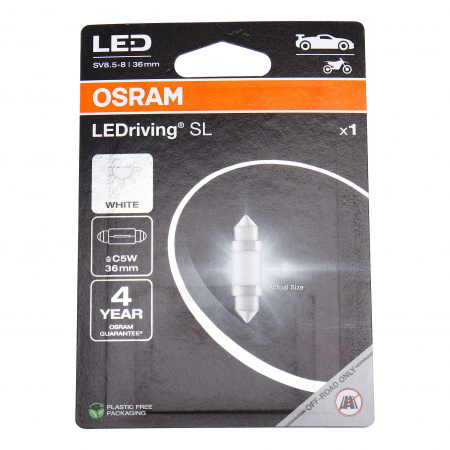 Автолампа C5W (SV8.5/8)  LED 36мм (блистер, 1шт) 12V OSRAM /1/10