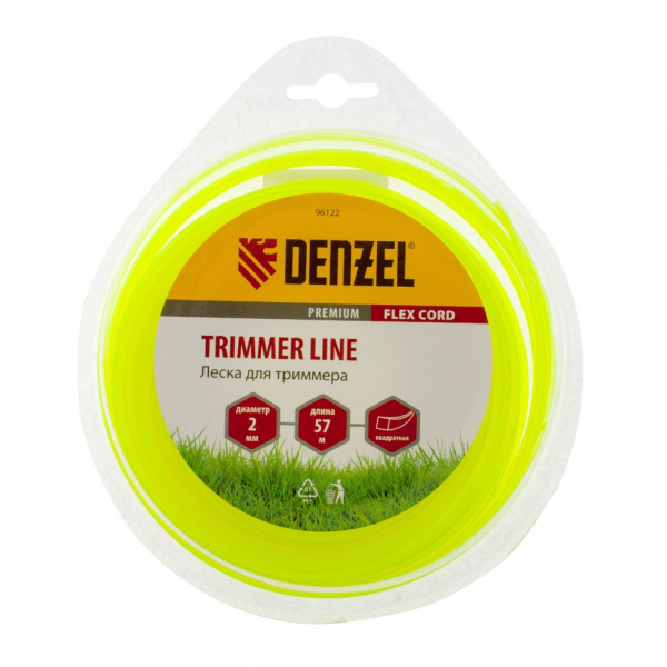 Леска для триммера, квадрат 2 мм х 57 м, блистер Flex cord Denzel