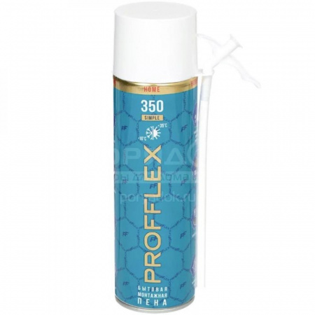 Пена монтажная бытовая Profflex 350 Simple всесезонная 30л 350г 500мл (12)