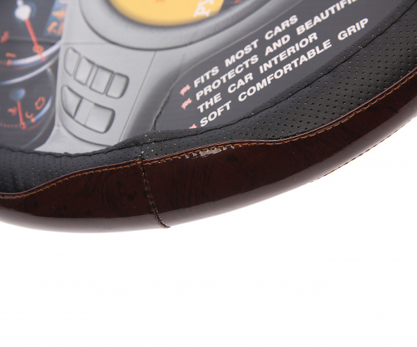 Оплетка руля MIS-17STW48 (M) черная, вставки под дерево MISTAR /1/25 Оплетка руля MIS-17STW48 (M) черная, вставки под дерево MISTAR /1/25