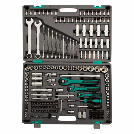 Набор инструментов, 1/4", 3/8", 1/2", Cr-V, S2, усиленный кейс, 216 предметов Stels Набор инструментов, 1/4", 3/8", 1/2", Cr-V, S2, усиленный кейс, 216 предметов Stels