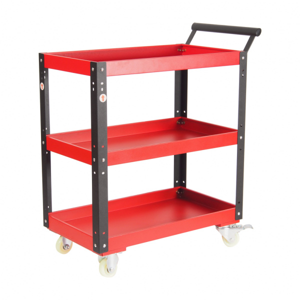 JTC Тележка инструментальная 3 секции красная с открытым отсеком JTC