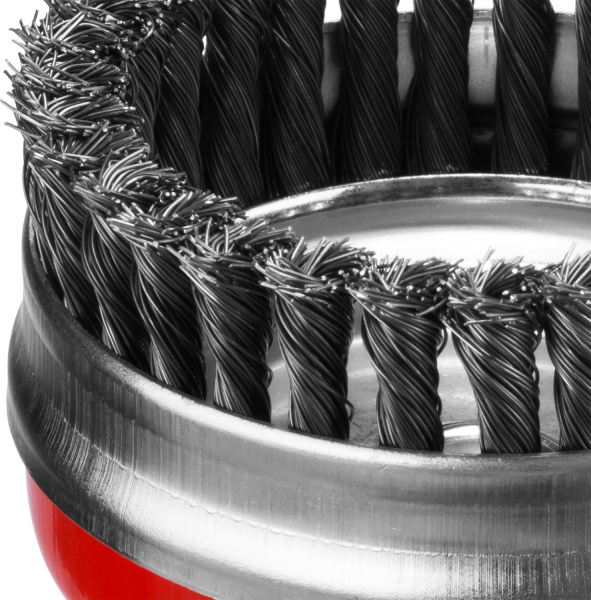 MIRAX 125 мм, жгутированная стальная проволока 0.5 мм,чашечная щетка-крацовка для УШМ (35144-125)