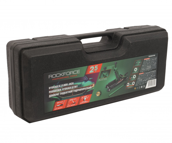 Домкрат гидравлический RF-T830031(DS) подкатной 2.5т (h min 90мм, h max 400мм) в кейсе ROCKFORCE /1