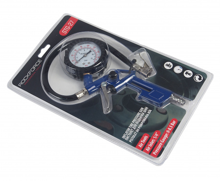 Пистолет для подкачки шин с аналоговым манометром и шлангом (0-12 Bar), в блистере ROCKFORCE /1
