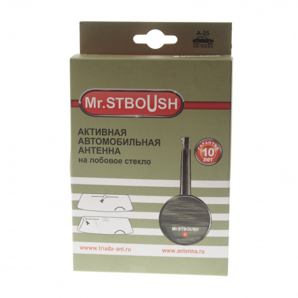 Антенна TR-STB активная на стекло (всеволновая, радиус приема 110км) кабель 250см 12V (замена TR-B) Mr.STBOUSH /1/25