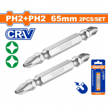 Бита PH2+PH2  65 мм 2 шт  WADFOW WSV0K12