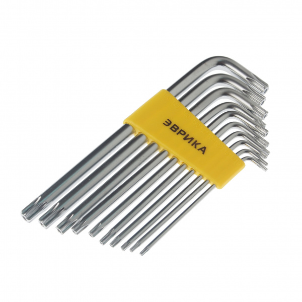 Набор ключей TORX ER-15101LT: Г-образных удлиненных T9-T50 10пр. ЭВРИКА /1/12/60 Набор ключей TORX ER-15101LT: Г-образных удлиненных T9-T50 10пр. ЭВРИКА /1/12/60