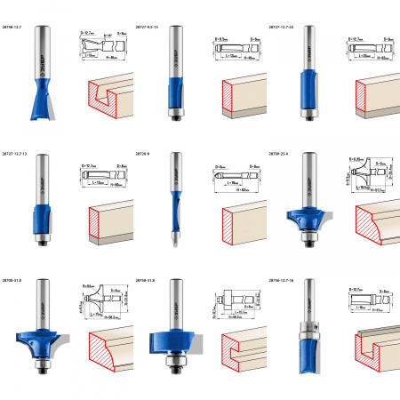 ЗУБР 26 шт, набор профильных фрез по дереву, Профессионал (28796-H26)