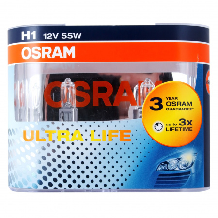 Автолампа H1 (55) P14.5s ULTRA LIFE (евробокс, 2шт) 12V OSRAM /1/100