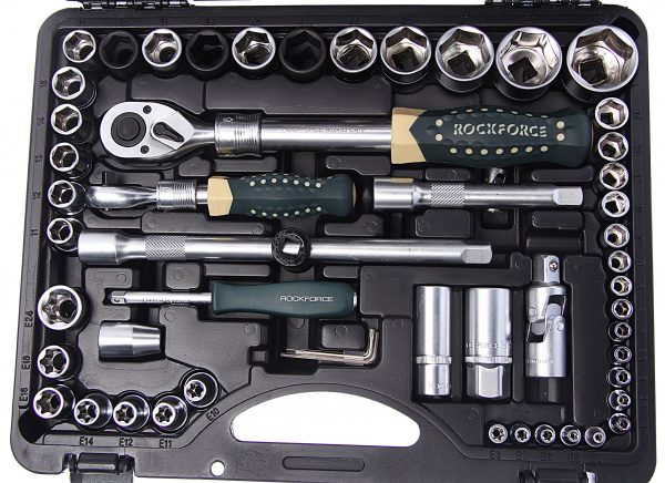 Набор торцевых головок и вставок RF-41082-5L: 1/2" & 1/4"DR 6-гранных с телескопическими трещотками 108пр. ROCKFORCE /1/3 Набор торцевых головок и вставок RF-41082-5L: 1/2" & 1/4"DR 6-гранных с телескопическими трещотками 108пр. ROCKFORCE /1/3