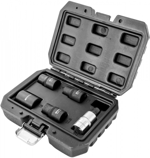 PBCSS5 Набор головок торцевых и насадки со вставкой-битой с пятигранным профилем для обслуживания тормозных механизмов 1/2"DR, 5 предметов PBCSS5 Набор головок торцевых и насадки со вставкой-битой с пятигранным профилем для обслуживания тормозных механизмов 1/2"DR, 5 предметов