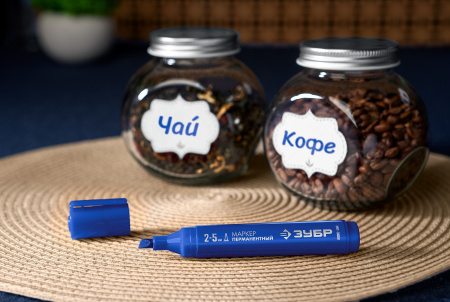 ЗУБР МП-300К синий, 2-5 мм, клиновидный перманентный маркер (06323-7)