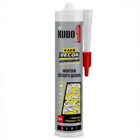 Жидкие гвозди Kudo Home Decor для монтажа легкого декора (на акриловой основе) белые 280мл (12) +5С