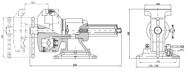 ЗУБР ЭКСПЕРТ-3D, 100 мм, многофункциональные слесарные тиски (32712-100)