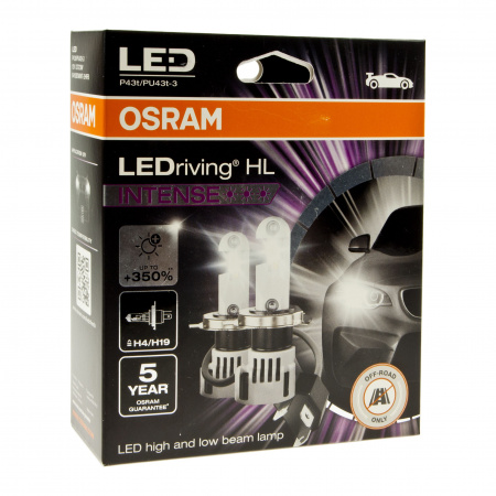 Автолампа H4/H19 (P43t/PU43t-3)+350% LED WHITE LEDriving HL INTENSE 6000K (2шт) 12V OSRAM /1